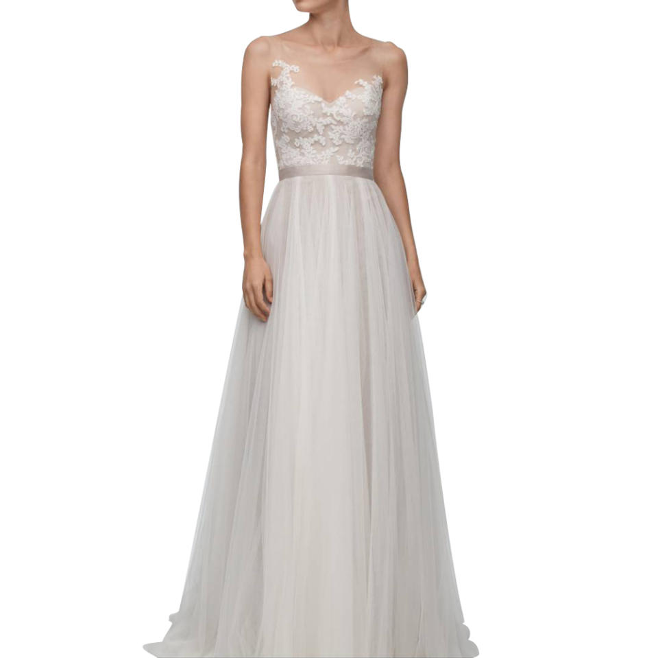 Azriel Illusion Neckline Lace & Net A-Line Gown