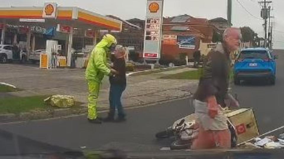 Dashcam footage captured the heartening moment. Picture: Facebook