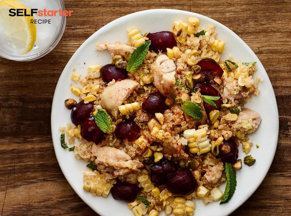 Corn, Quinoa, and Chicken Salad With Pistachios