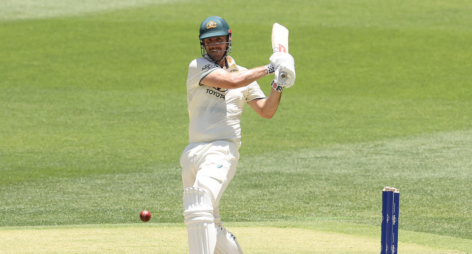 Seen here, Mitch Marsh batting for Australia on day two against Pakistan. 