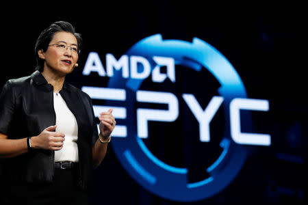 Lisa Su, president and CEO of AMD, talks about the AMD EPYC processor during a keynote address at the 2019 CES in Las Vegas, Nevada, U.S., January 9, 2019. REUTERS/Steve Marcus