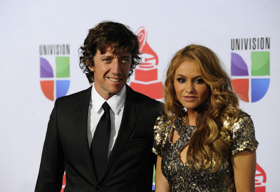 LAS VEGAS, NV - NOVEMBER 10:  Singer Paulina Rubio (R) and Nicolas Vallejo-Najera arrive at the 12th annual Latin GRAMMY Awards at the Mandalay Bay Resort & Casino on November 10, 2011 in Las Vegas, Nevada.  (Photo by Steven Lawton/FilmMagic)