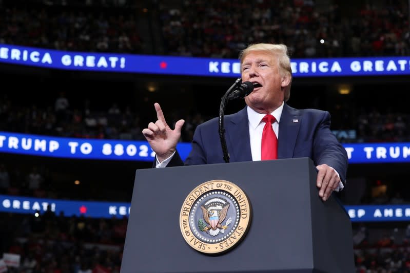 U.S. President Donald Trump holds a campaign rally in Dallas, Texas