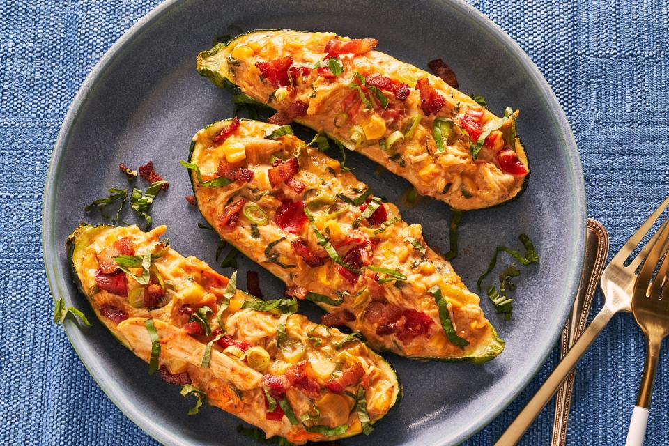 chicken chowder stuffed zucchini boats