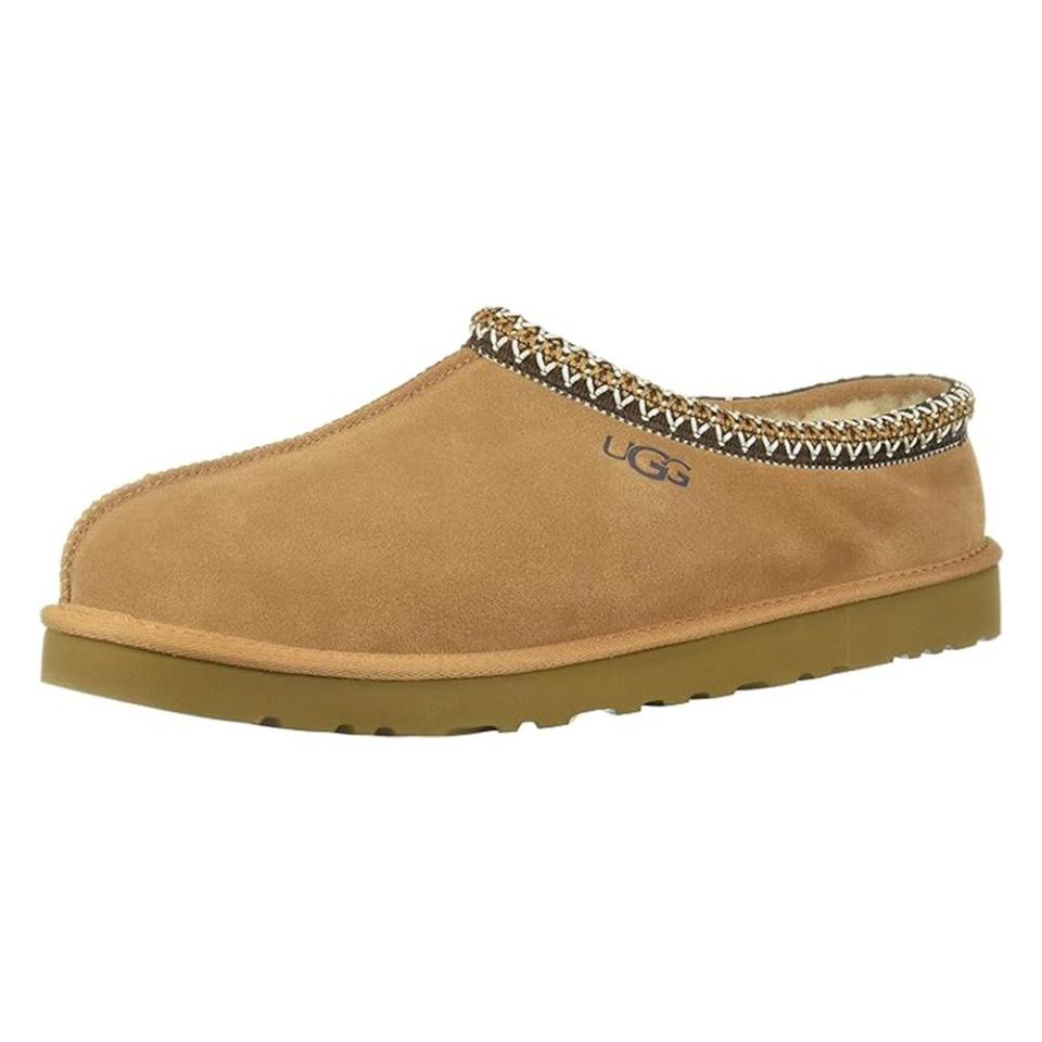 <p><a href="https://www.amazon.com/UGG-Womens-Tasman-Slipper-Chestnut/dp/B000J176KW?tag=syn-yahoo-20&ascsubtag=%5Bartid%7C2089.g.31194512%5Bsrc%7Cyahoo-us" rel="nofollow noopener" target="_blank" data-ylk="slk:Shop Now;elm:context_link;itc:0;sec:content-canvas" class="link ">Shop Now</a></p><p>Tasman Slippers</p><p>amazon.com</p><p>$109.95</p>