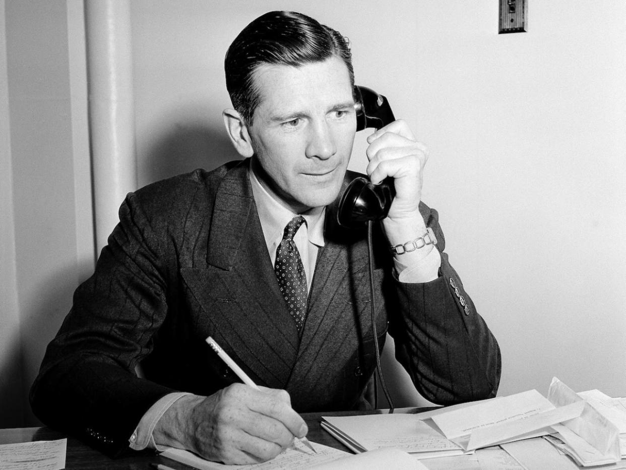 Layden in his new office, months into his tenure as commissioner. (Carl E. Linde/AP Photo)