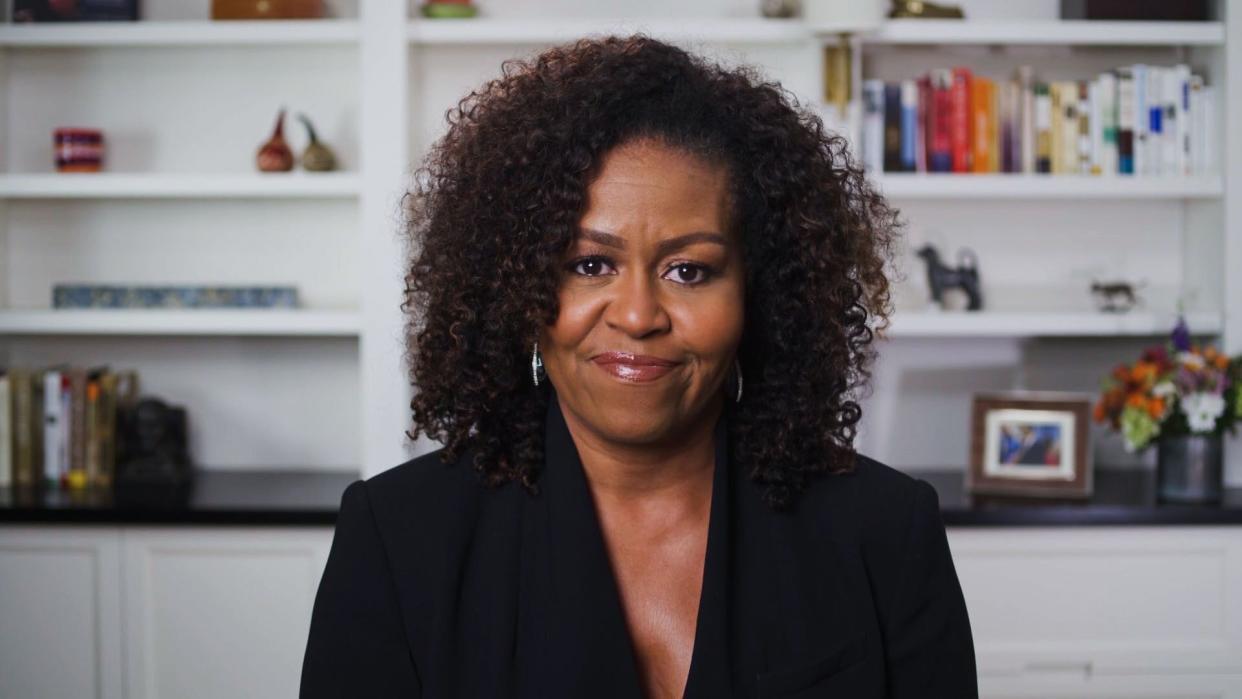 VARIOUS CITIES - JUNE 28: In this screengrab, Michelle Obama is seen during the 2020 BET Awards. The 20th annual BET Awards, which aired June 28, 2020, was held virtually due to restrictions to slow the spread of COVID-19. (Photo by BET Awards 2020/Getty Images via Getty Images)