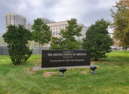 A view shows the U.S. embassy in Kiev