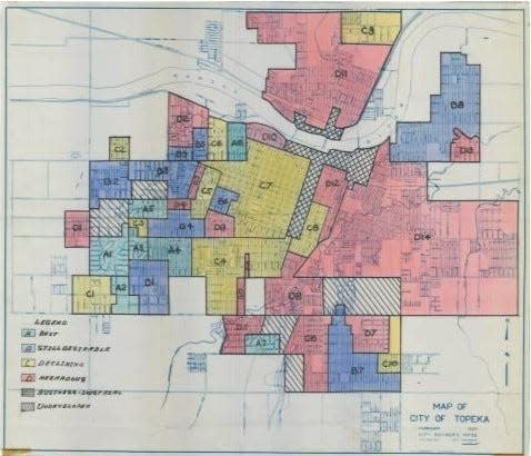 Figure 1: HOLC Redlined Map of Topeka, Kansas, (1935-1940)