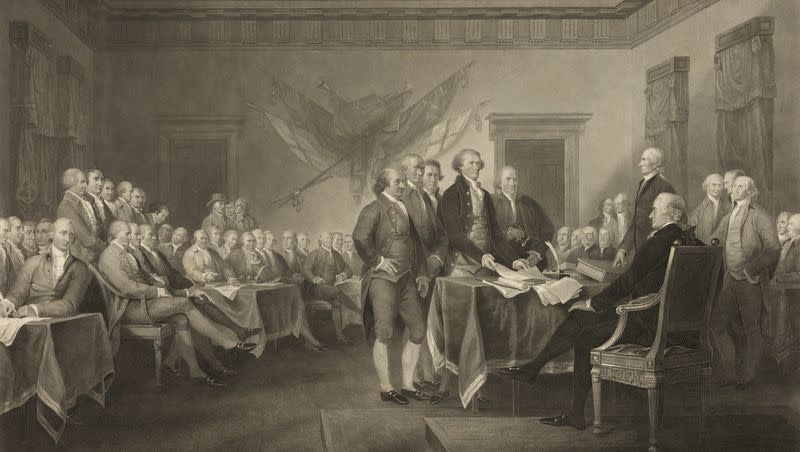 An 1876 engraving titled “Declaration of Independence, July 4th, 1776.”