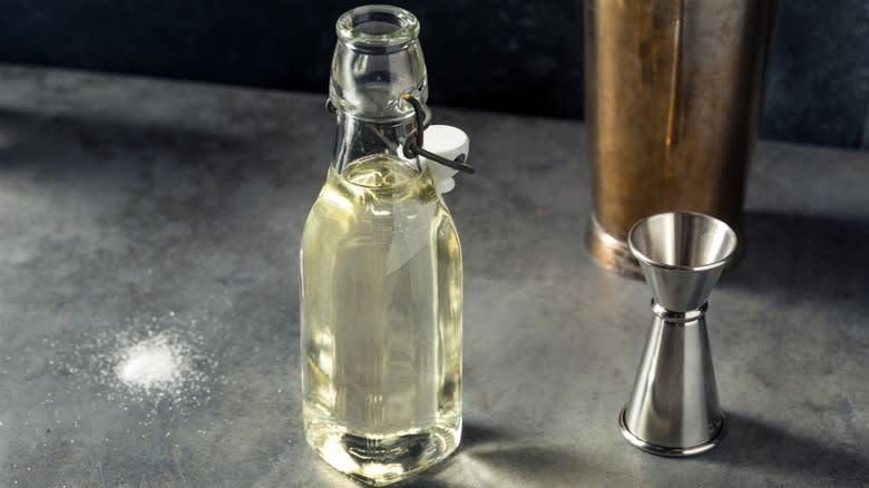 Bottle of homemade simple syrup