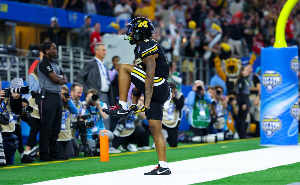 Cotton Bowl: Missouri wide receiver Luther Burden III celebrates after scoring a touchdown in the fourth quarter against Ohio State.