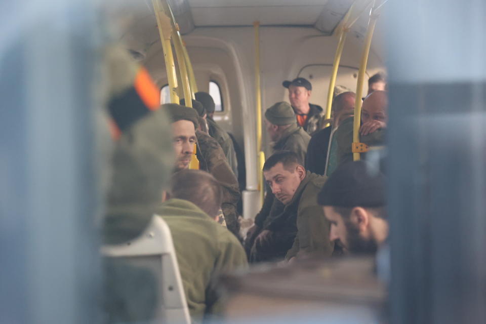 Surrendered servicemen of Ukraine's national battalion Azov.