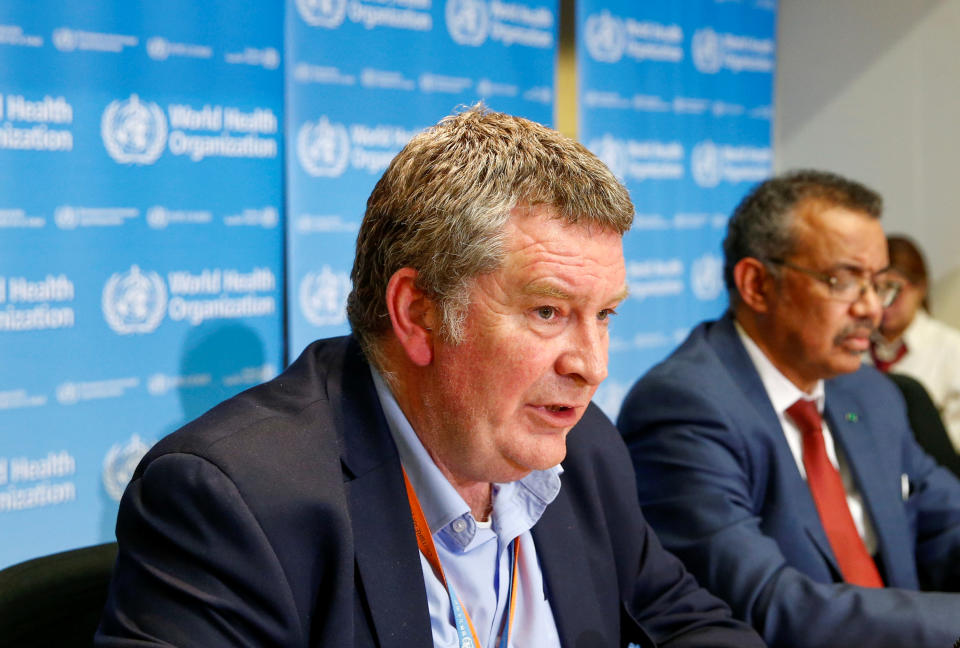 Executive Director of the World Health Organization's (WHO) emergencies program Mike Ryan speaks at a news conference on the novel coronavirus (2019-nCoV) in Geneva, Switzerland February 6, 2020. REUTERS/Denis Balibouse