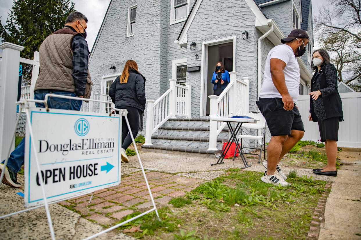 Real estate agents work an open house in West Hempstead, N.Y., on April 18, 2021. (Raychel Brightman / Newsday RM via Getty Images file)