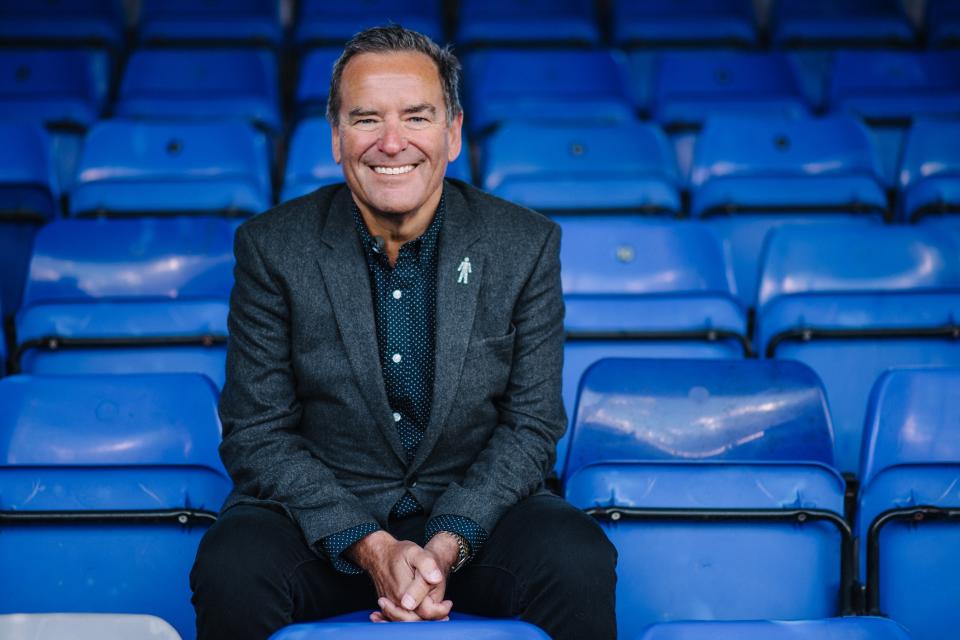 Jeff Stelling photographed wearing charity's 'Man of Men' badge