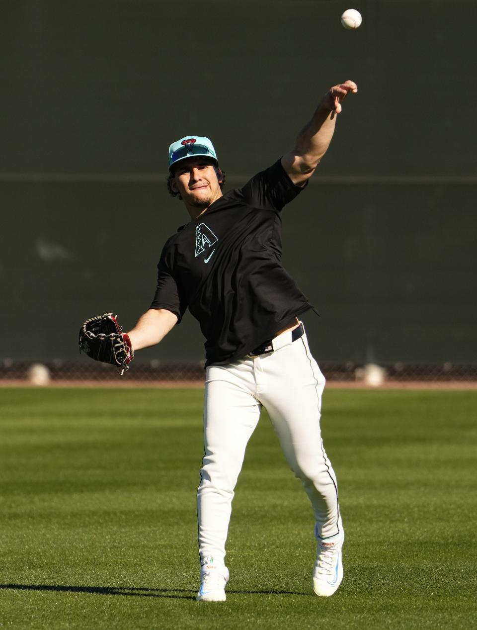 Arizona Diamondbacks outfielder Alek Thomas during spring training workouts at Salt River Fields at Talking Stick near Scottsdale on Feb. 19, 2024.