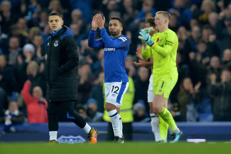 Soccer Football - Premier League - Everton vs Watford - Goodison Park, Liverpool, Britain - November 5, 2017 Everton's Aaron Lennon celebrates after the match REUTERS/Peter Powell