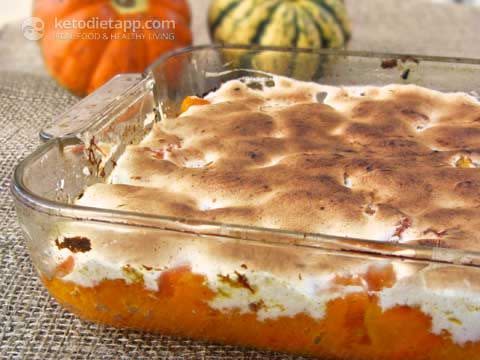 <p>Yams with marshmallows are a Thanksgiving staple, but the whole side dish is super high in carbs and sugar. Luckily, this makeover from <a href="https://ketodietapp.com/Blog/lchf/Candied-Yams-with-Marshmallows" rel="nofollow noopener" target="_blank" data-ylk="slk:Keto Diet App;elm:context_link;itc:0;sec:content-canvas" class="link ">Keto Diet App</a> has all the sweet flavor you want from erythritol (or stevia) but for just 5.1 grams of net carbs and 2.5 grams of sugar a serving. YAAAAS.</p>