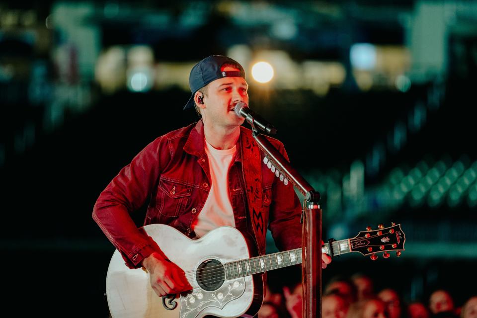 Morgan Wallen performs at Atlanta, Georgia's Truist Park during 2023 Billboard Music Awards