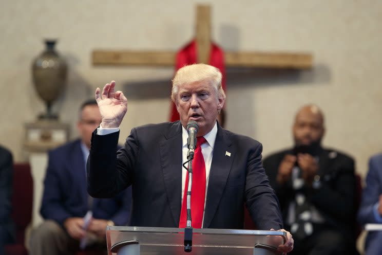 Donald Trump speaks to the Pastors Leadership Conference in Cleveland, Ohio. (Photo: Evan Vucci/AP)