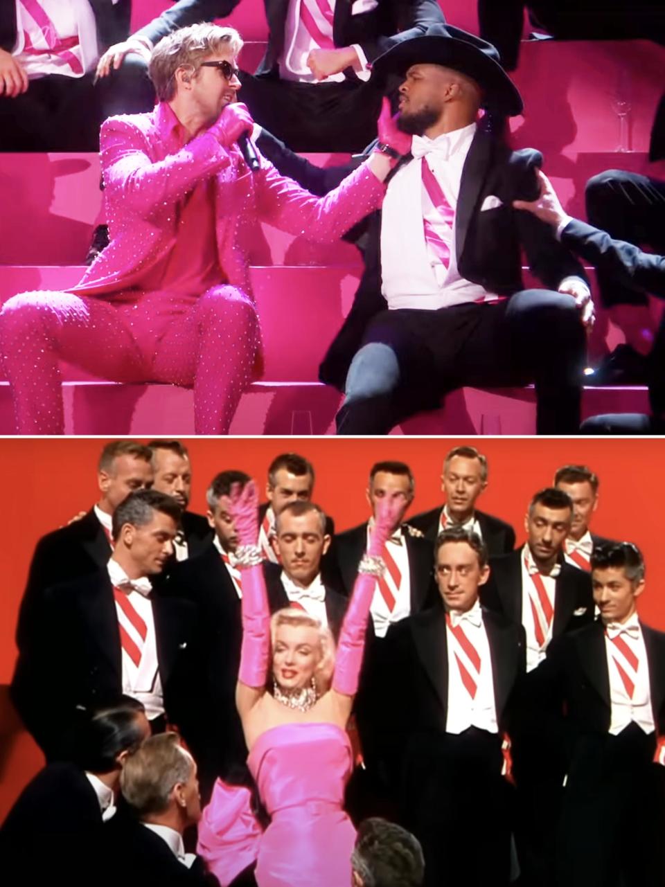 Screenshots from the Oscars and "Gentlemen Prefer Blondes"