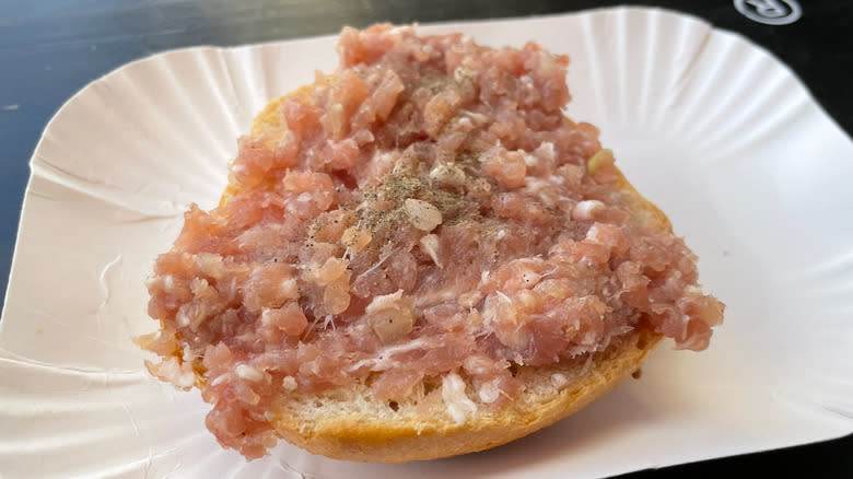 Raw pork sandwich