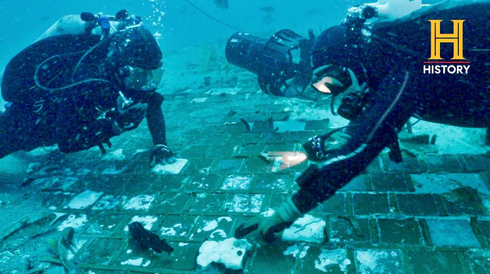 Underwater explorer and marine biologist Mike Barnette and wreck diver Jimmy Gadomski explore a segment of the space shuttle Challenger that the team discovered in the waters off the coast of Florida during the filming of The History Channel’s new series, “The Bermuda Triangle: Into Cursed Waters."