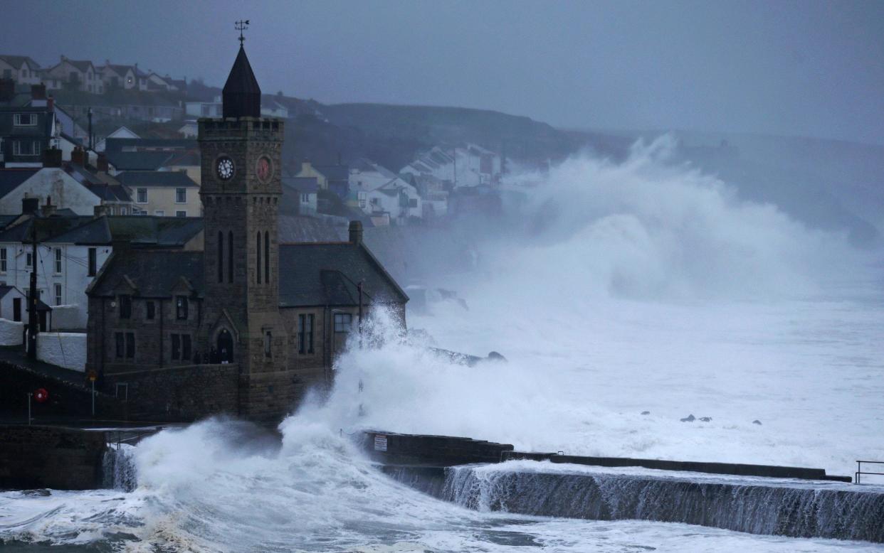 Waves break on January 30, 2021 in Porthleven, England - Getty Images Europe /Cameron Smith 