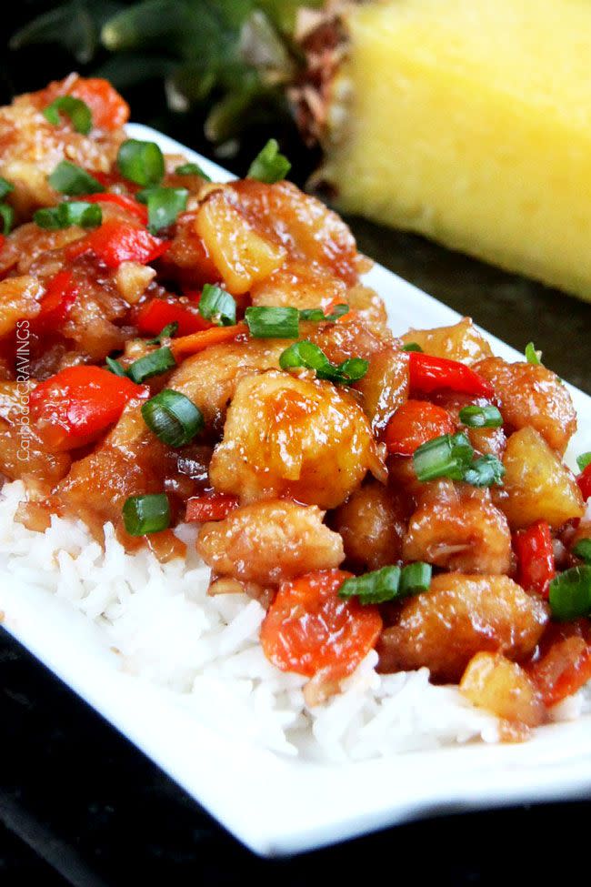 Baked Sweet and Sour Chicken, Pineapple, Carrots, and Bell Peppers