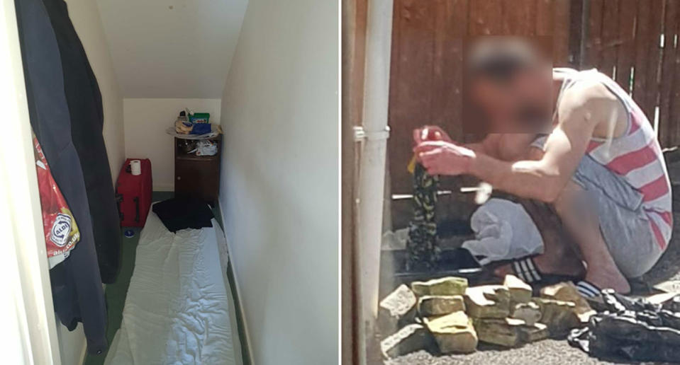 The room where Gabriel Nicolae, 31, slept and Mr Nicolae washing his clothes. Source: Avon and Somerset Police
