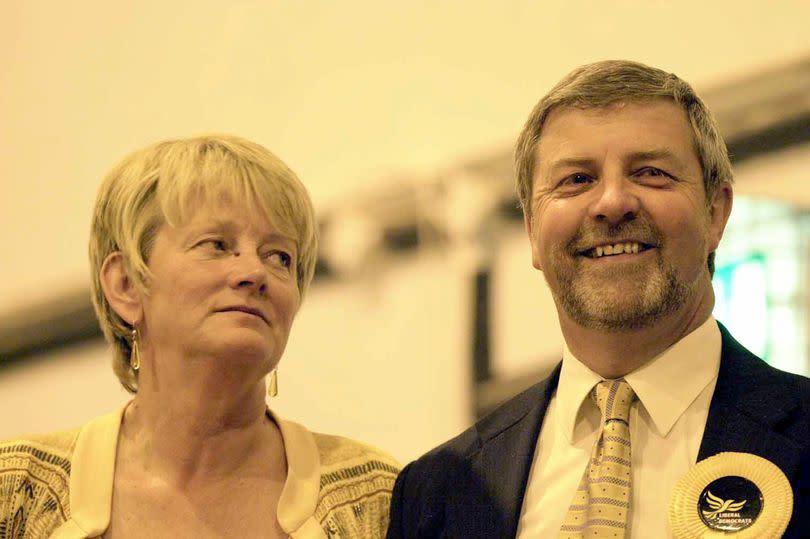 Colin Breed, with his wife, winning his seat in the 1997 general election