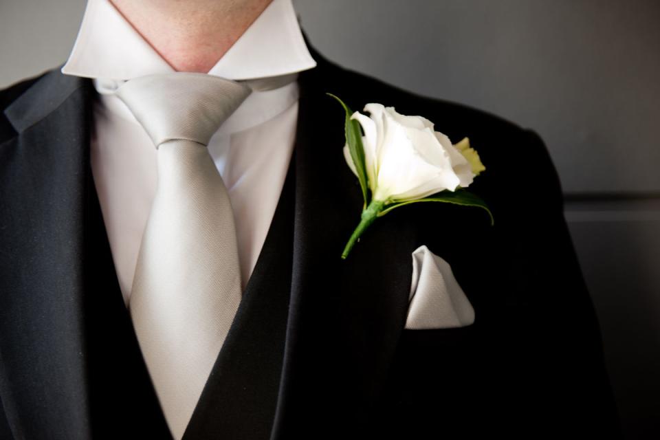 <p>Getty</p> groom at a wedding 