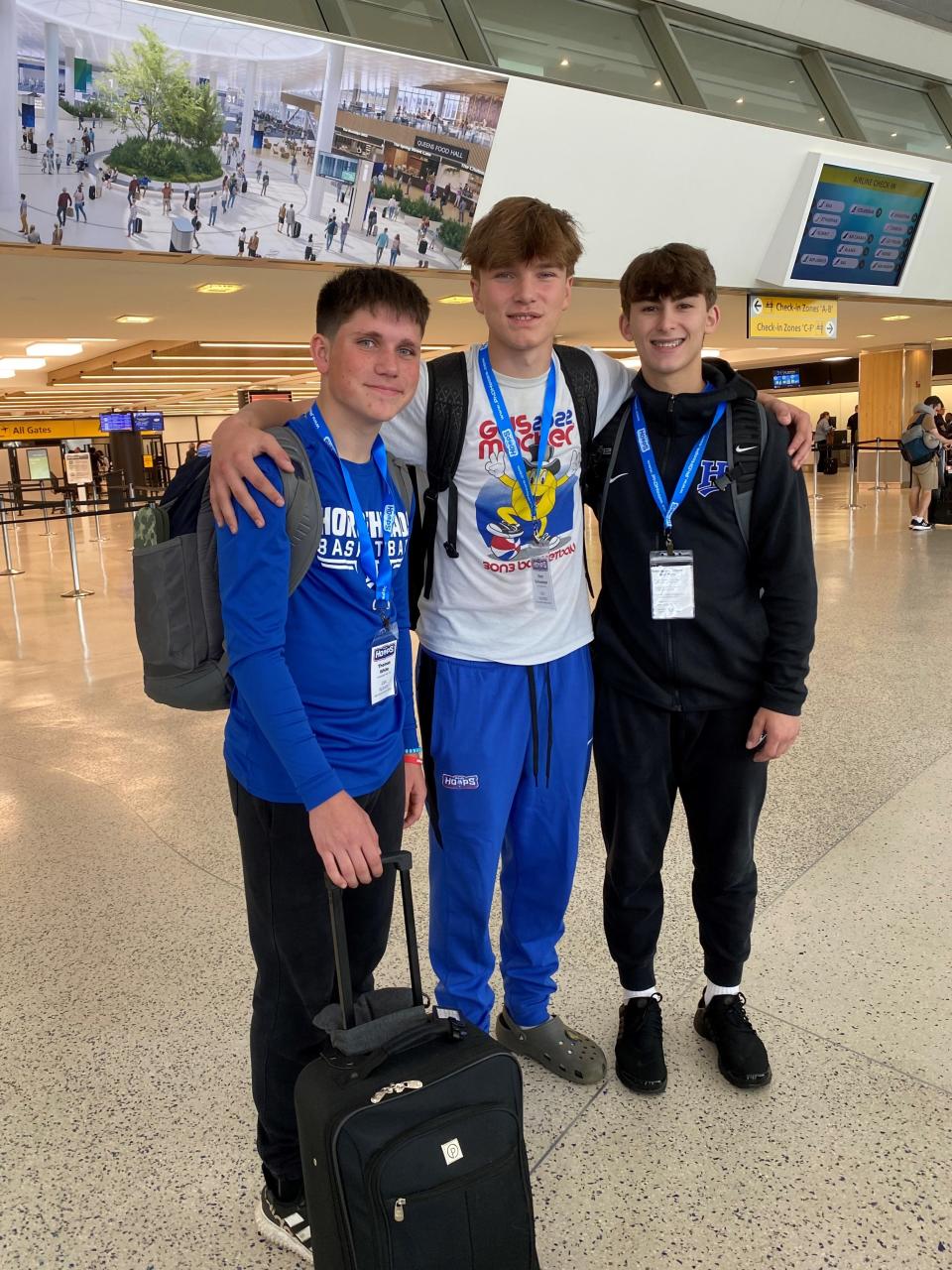 Thomas White, Finn Schweizer and Jack Starbuck helped PhD Hoops USA to a gold medal in the under-16 division at the United World Games in Austria in June of 2023.