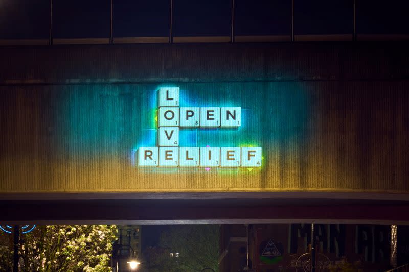 Foto de palabras del juego Scrabble en Brock Lane, en Londres