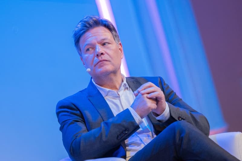 Germany's Economy Minister Robert Habeck speaks with Friedman at the opening act of the Lit.Cologne literature festival entitled "Wider den Judenhass" (Against Jew-hatred) in the Flora. Rolf Vennenbernd/dpa