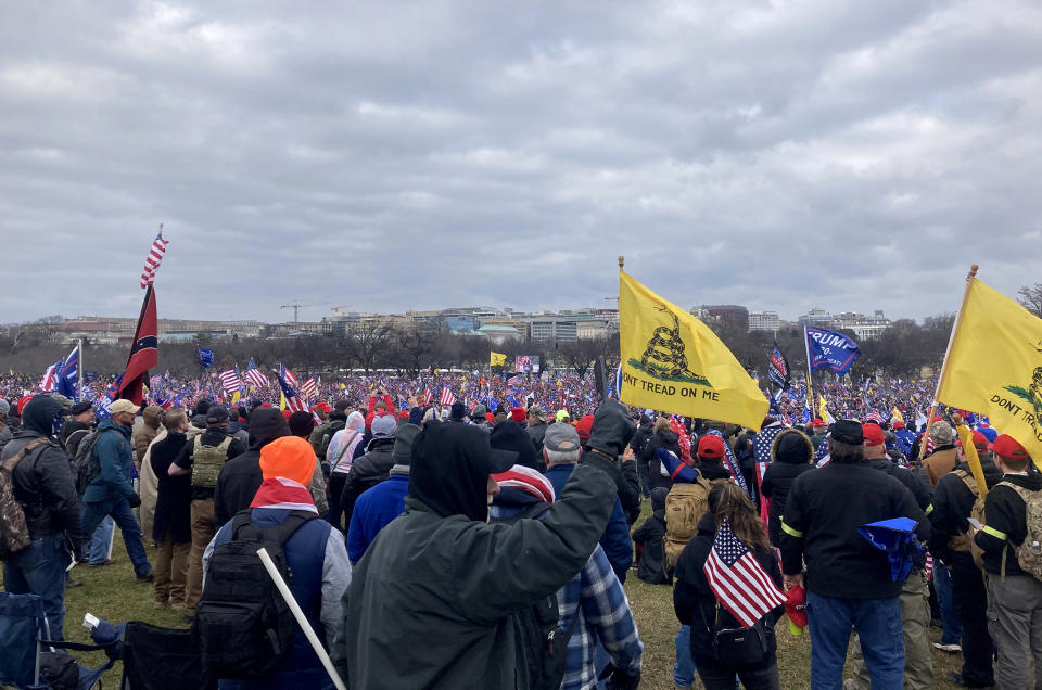 Rioters near the Capitol on Jan. 6, 2021. (Courtesy of Justin)