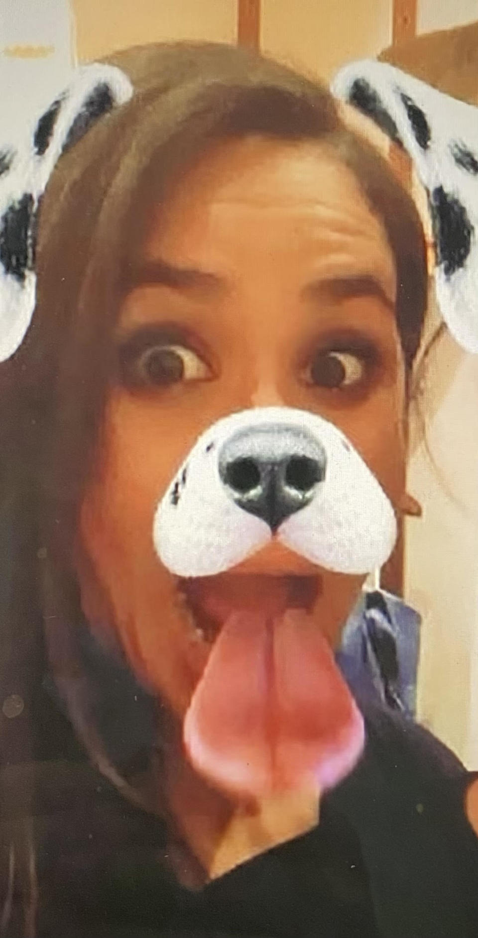 The first image Harry saw of Markle was an Instagram video of her with a dog filter. (Photo: Harry & Meghan/Netflix)