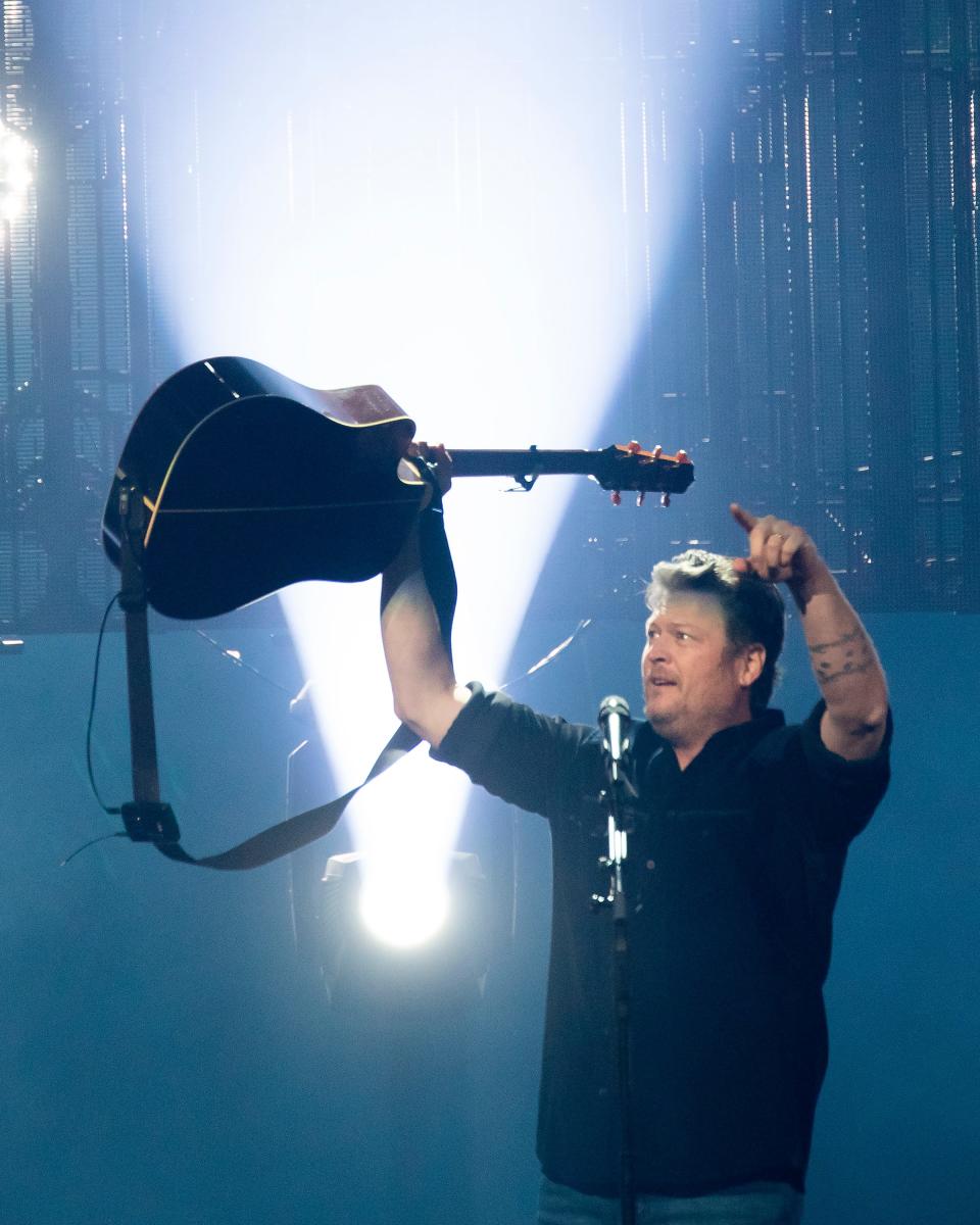 Blake Shelton performs on his "Back to the Honky Tonk Tour" at the Paycom Center, Friday, March 17, 2023.