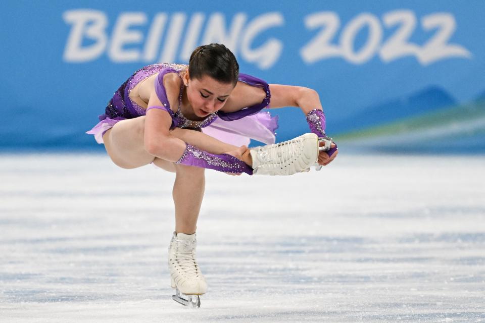 Russia's Kamila Valieva competes in the women's single skating short program of the figure skating event (AFP via Getty Images)