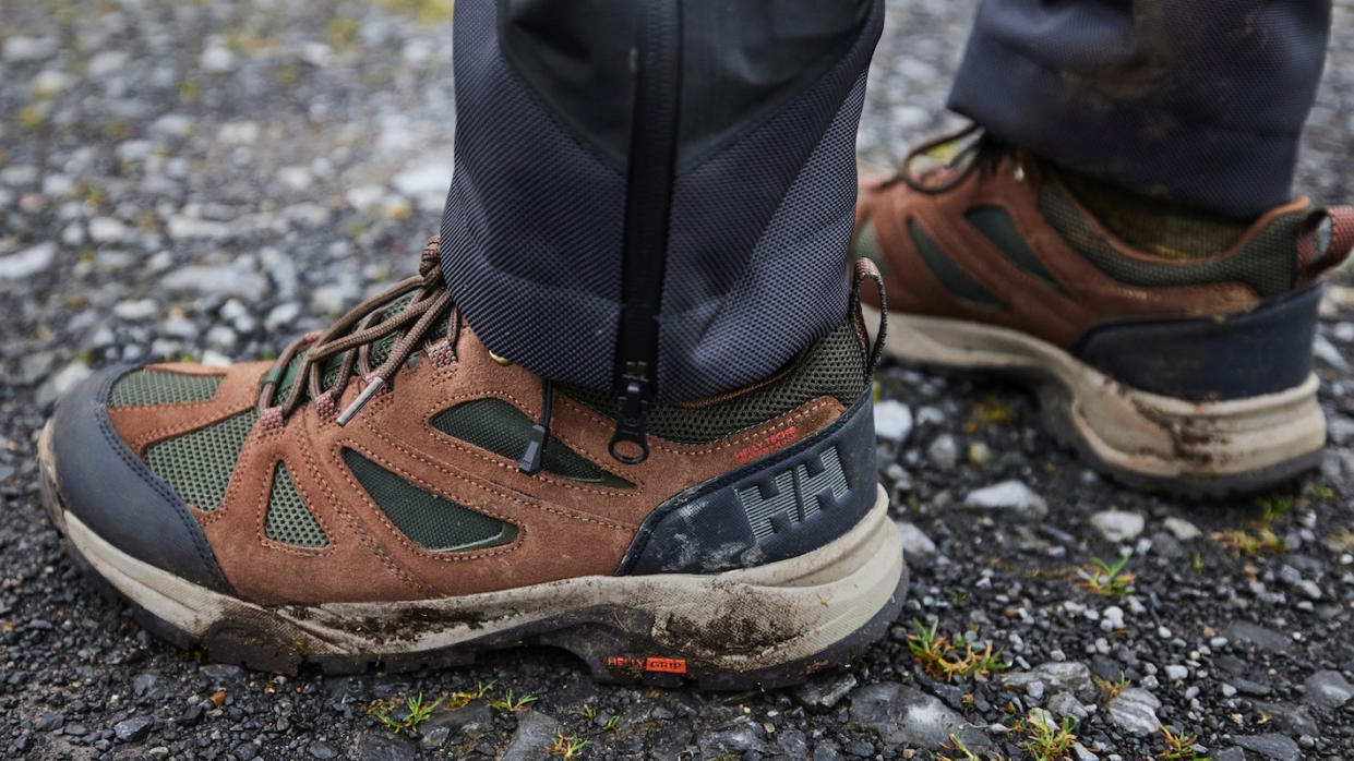  Man wearing Helly Hansen Switchback Trail Low-Cut Helly Tech hiking boots 