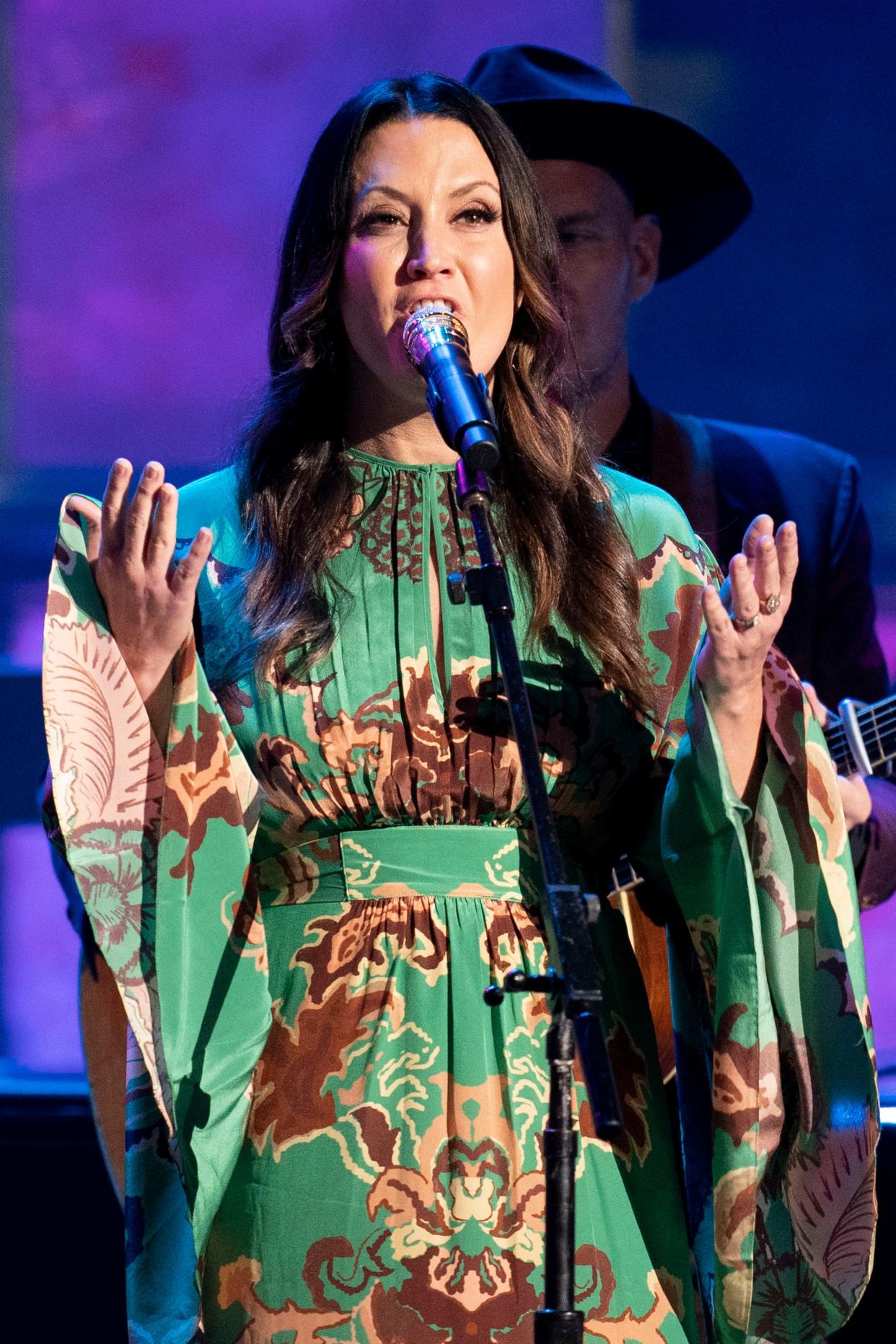 Natalie Hemby performs with The Highwomen during the Americana Music Association Awards ceremony at the Ryman Auditorium Wednesday, Sept. 22, 2021 in Nashville, Tenn. 