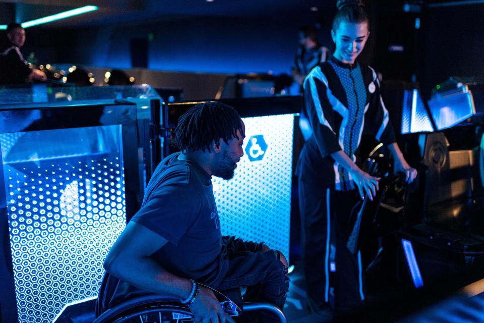 There are so many ways to experience the feeling of a Disney Thrill across the Walt Disney World Resort. Whether it’s trying a new attraction, meeting a favorite Disney Character face to face, eating a classic Disney snack or ending the night with a nighttime spectacular, there is something to thrill the whole family. In Magic Kingdom Park, guests can experience the thrill of TRON Lightcycle / Run presented by Enterprise, opening April 4, 2023.  (DISNEY)