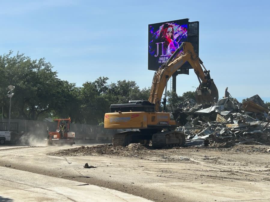 Construction site at the Frank Erwin Center in Austin on April 12, 2024. The arena is being demolished and the location will house UT Dell Medical Center expansion. (KXAN Photo/Frank Martinez)