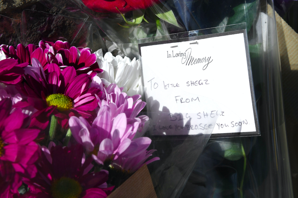 <em>Tributes have been left at the scene of the stabbing (PA)</em>