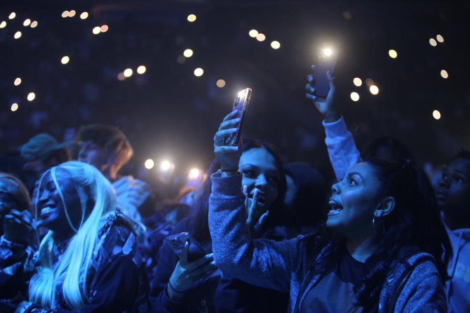 Fans watch Eelmatic perform at Fiserv Forum in Milwaukee on Saturday, Oct. 22, 2023.