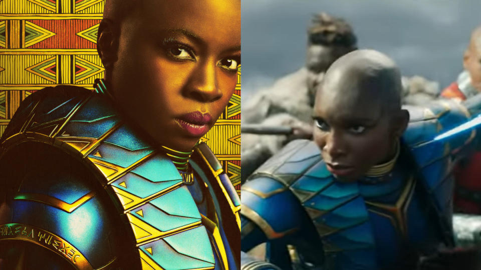 Okoye and Aneka are both seen wearing the Midnight Angel armour in Black Panther: Wakanda Forever. (Marvel Studios/Disney)