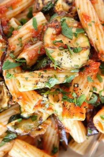 <p>Grilled courgette and aubergine make this pasta into a hearty meal.</p><p>Get the <a href="https://www.delish.com/uk/cooking/recipes/a28960347/grilled-vegetable-rigatoni-recipe/" rel="nofollow noopener" target="_blank" data-ylk="slk:Grilled Vegetable Rigatoni;elm:context_link;itc:0;sec:content-canvas" class="link ">Grilled Vegetable Rigatoni</a> recipe.</p>