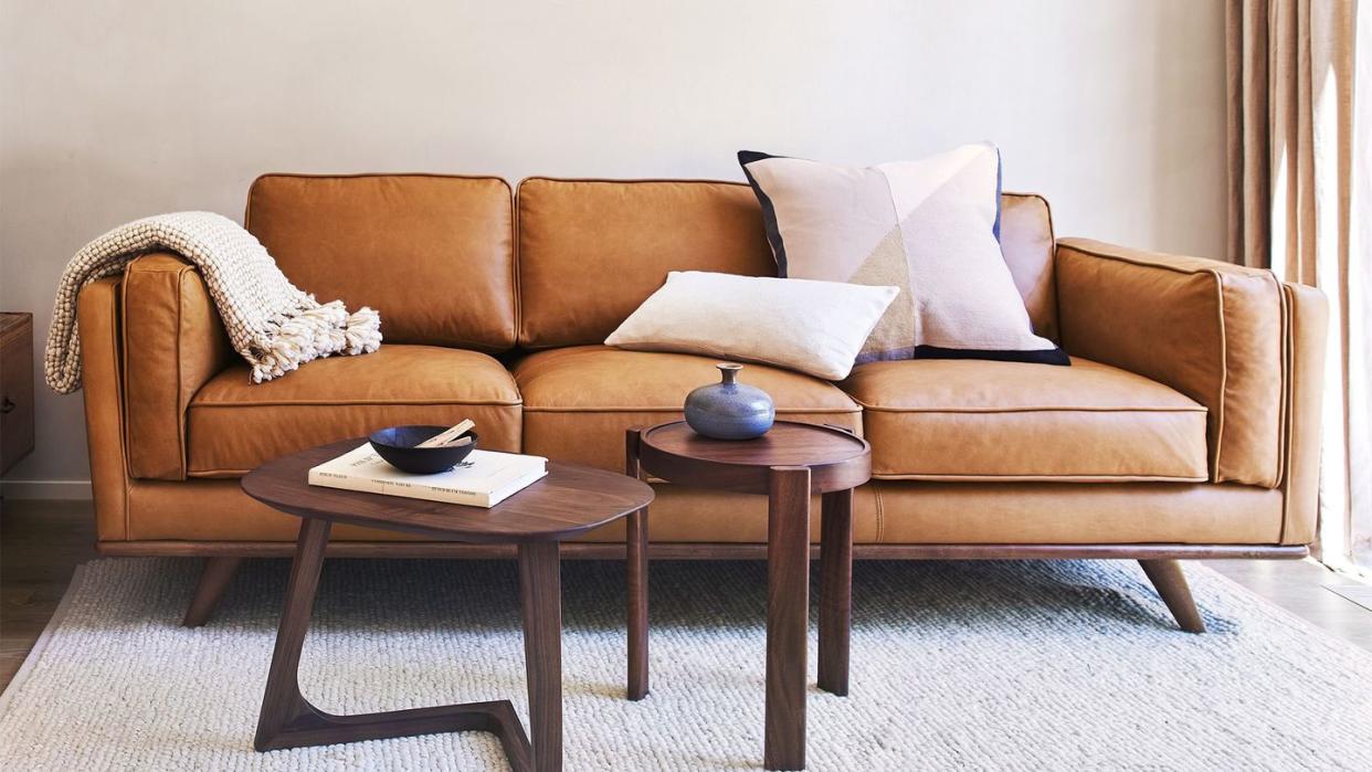 a couch with a coffee table