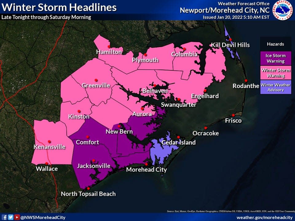 Most of Eastern North Carolina is under some form of winter weather warning or advisory heading into the weekend.